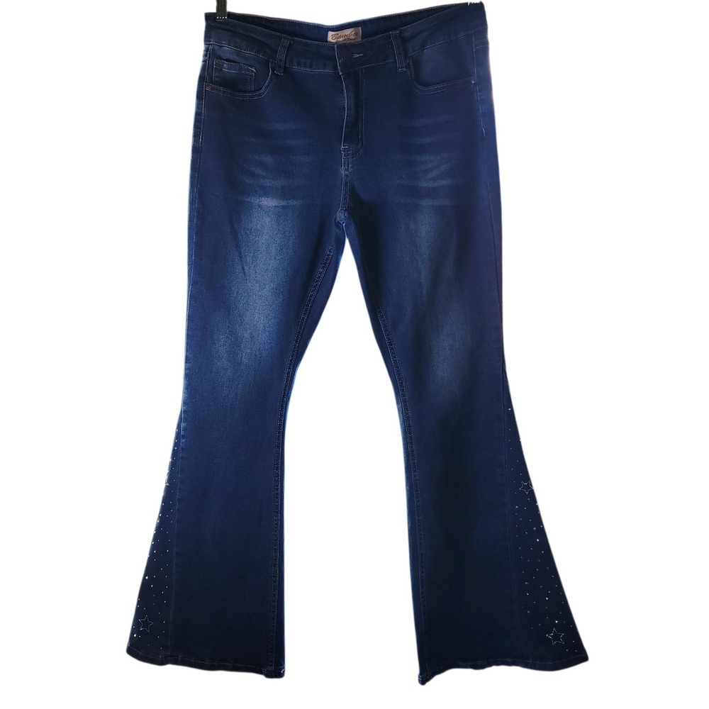 Bamboo Original Denium Flare‎ Jeans Sz 15 Embellished Rhinestone Bootcut I505